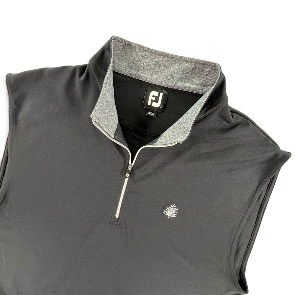 FootJoy Golf Vest Mens Large Black 1/4 Zip Stretch Performance Tree Logo FJ